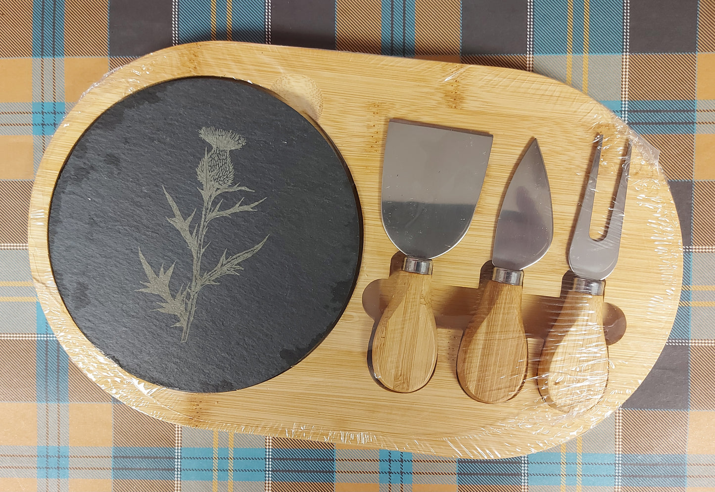Oval Bamboo Cheese Board with Engraved Slate Insert