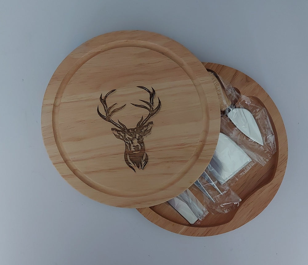 Cheese Board with Knives – Laser Engraved Design