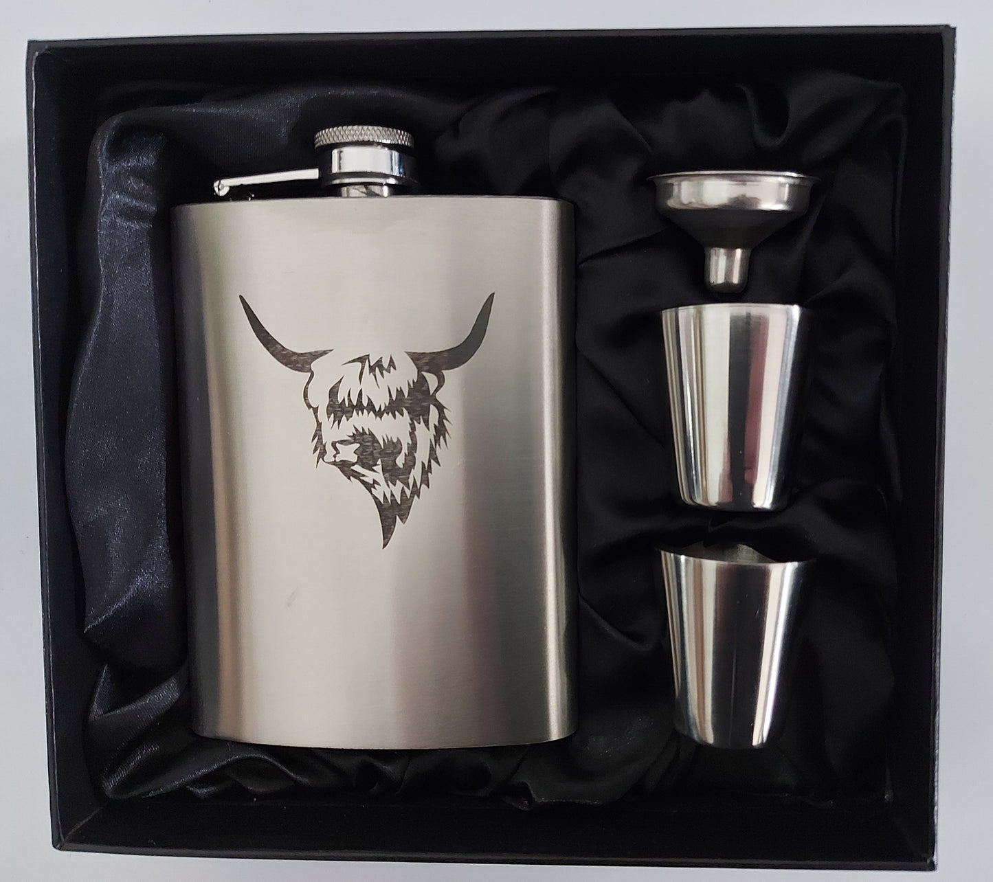 Stainless Steel Laser Engraved 8oz Hip Flask