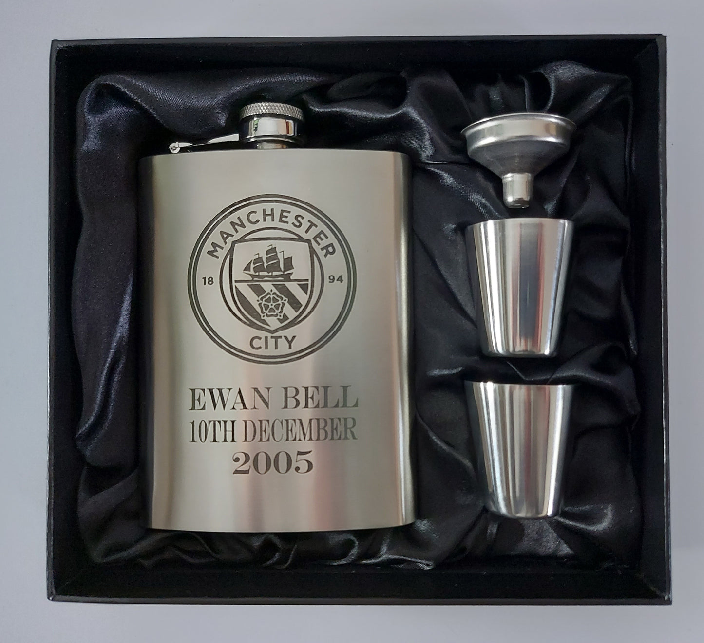 Stainless Steel Laser Engraved 8oz Hip Flask
