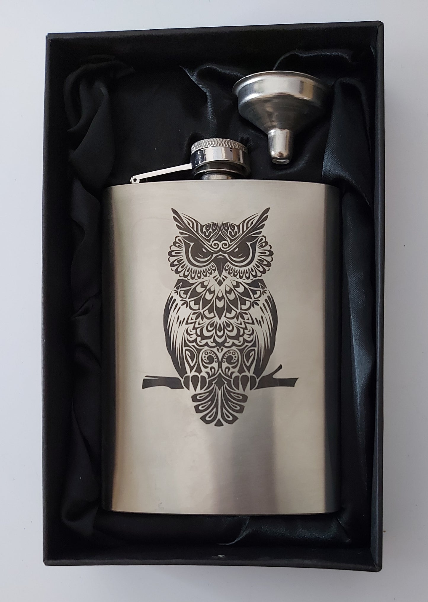 Stainless Steel Laser Engraved 8oz Hip Flask