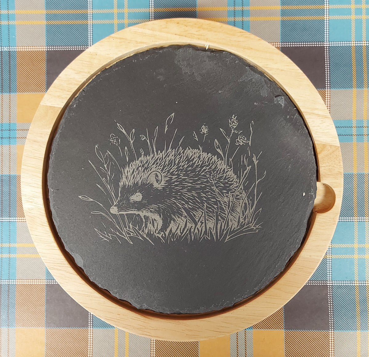 Slate Top Cheese Board with Hidden Knives and Laser Engraved Design