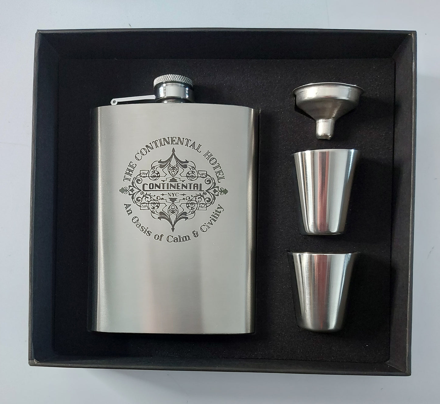 Stainless Steel Laser Engraved 8oz Hip Flask