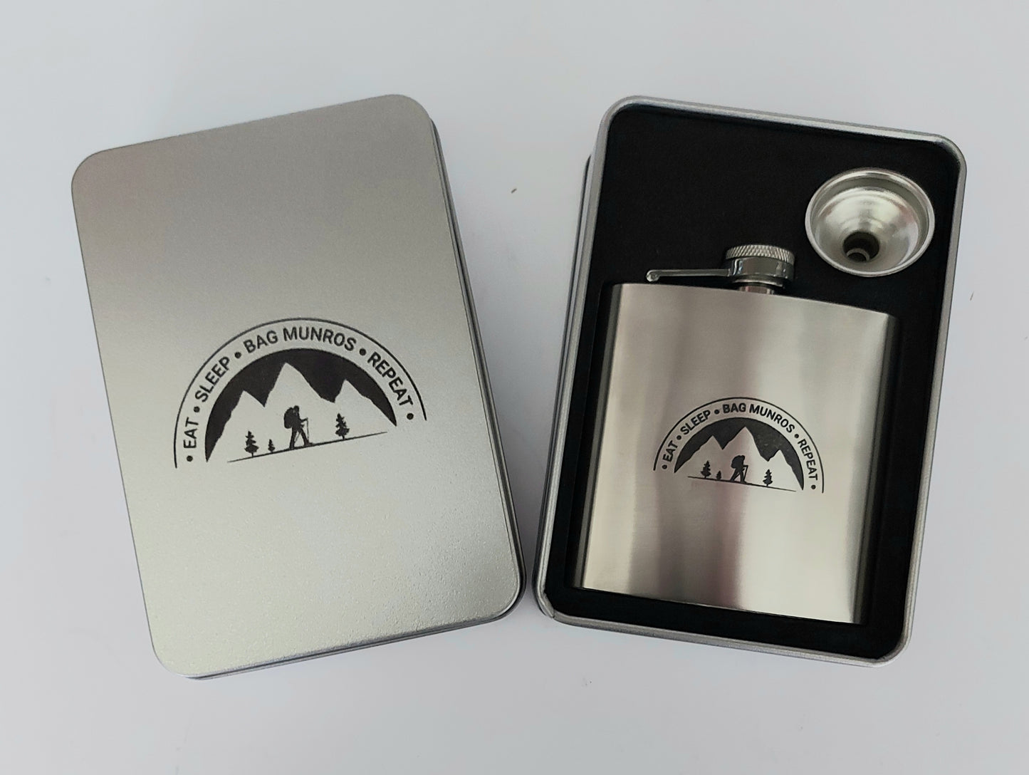 Stunning Laser Engraved 6oz Hip Flask –  In Tin Gift Box