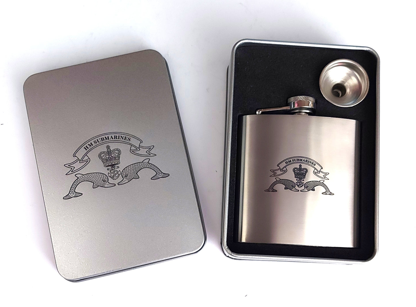 Stunning Laser Engraved 6oz Hip Flask –  In Tin Gift Box
