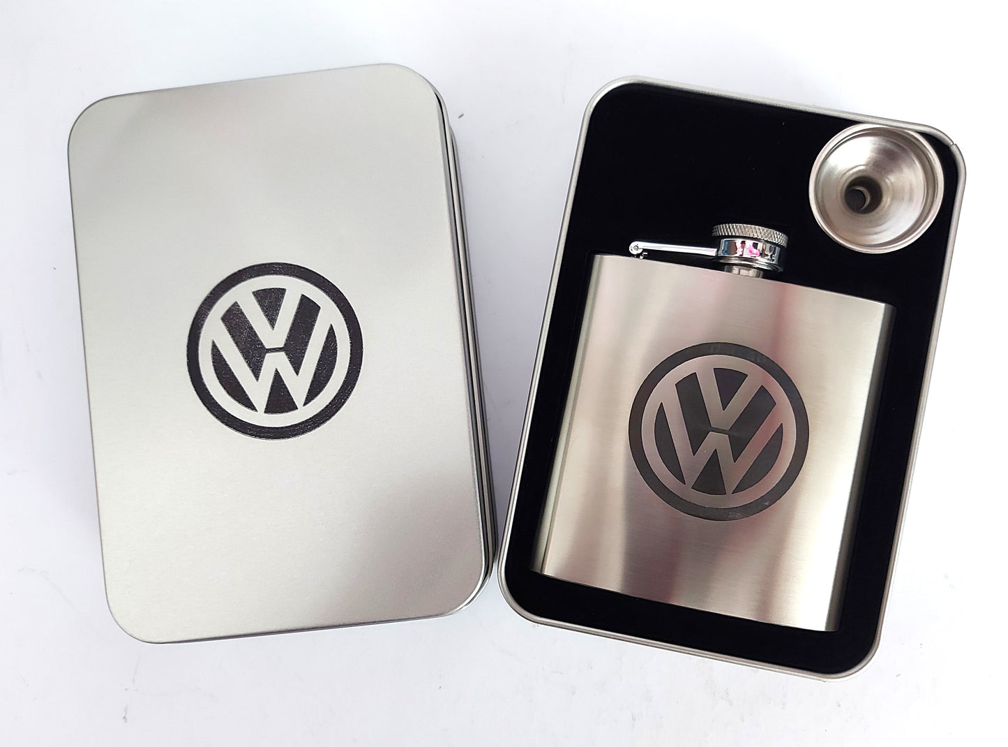 Stunning Laser Engraved 6oz Hip Flask –  In Tin Gift Box
