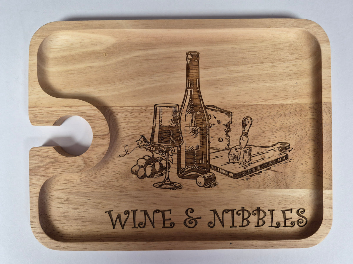 Laser Engraved Wine And Nibbles Board